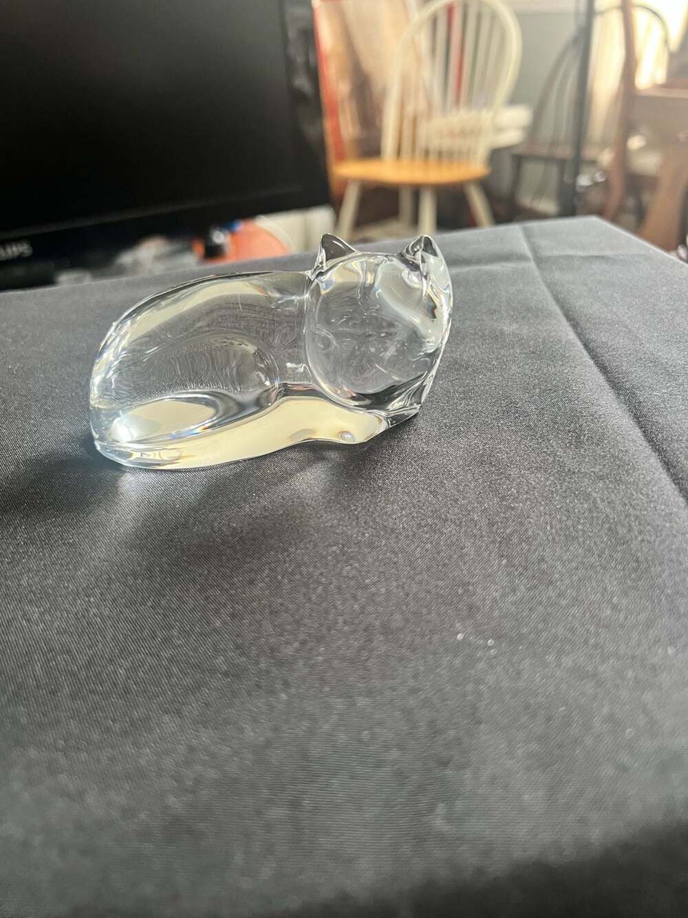 Val St. Lambert De Sousa Crystal Sleeping Cat Figurine